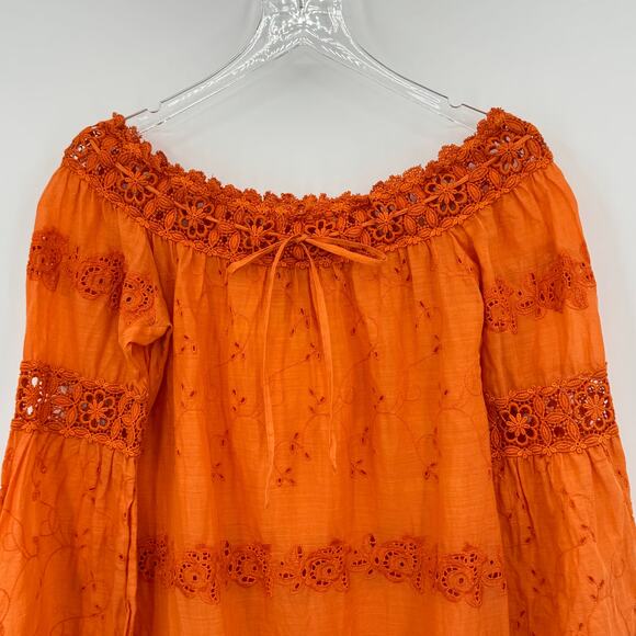 Temptation Positano blouse small crochet eyelet lace embroidered off shoulder - Picture 3 of 10
